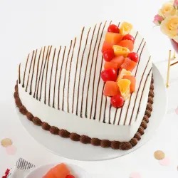 Fresh Fruit Heart Shape Cake